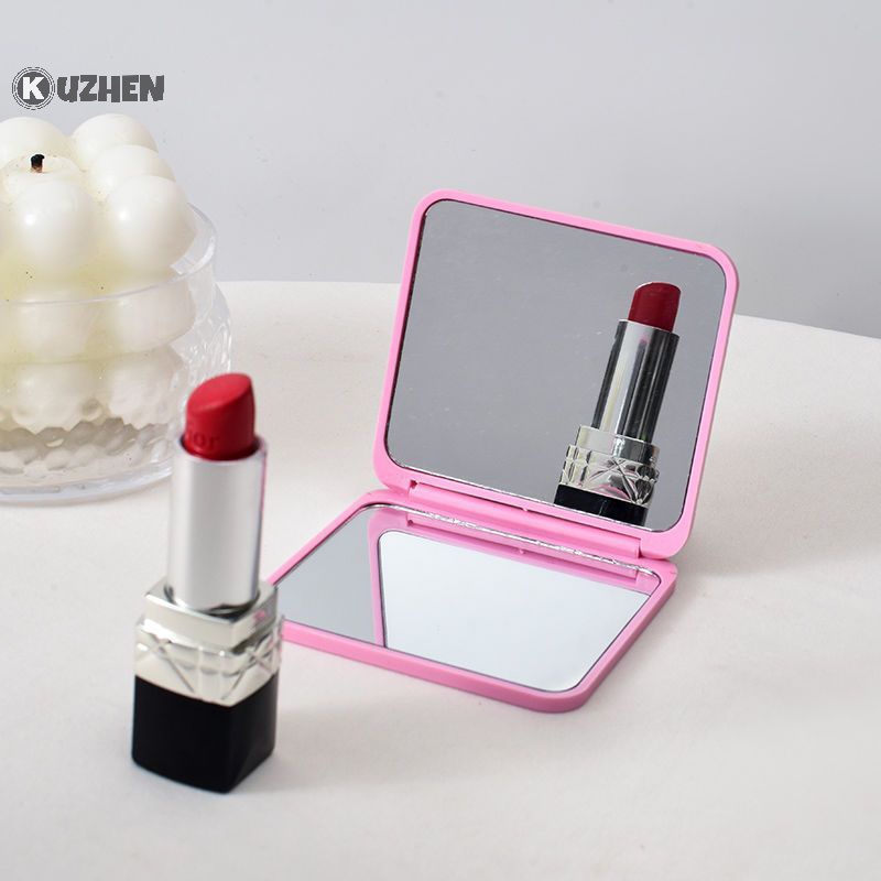 Gương Trang Điểm kuzhen 2 Mặt Hình Vuông mini Bỏ Túi Nhiều Màu Sắc
