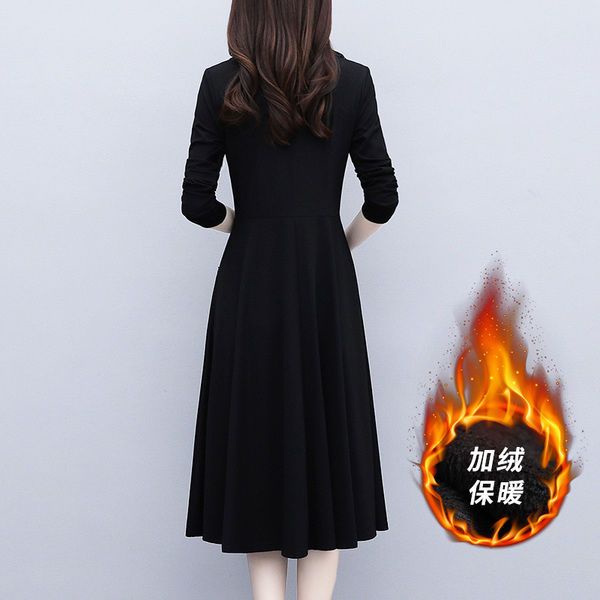 Đầm Nhung Dày Dặn Che Bụng Phong Cách Thời Trang Thu Đông 2023 Cho Nữ Có size Lớn