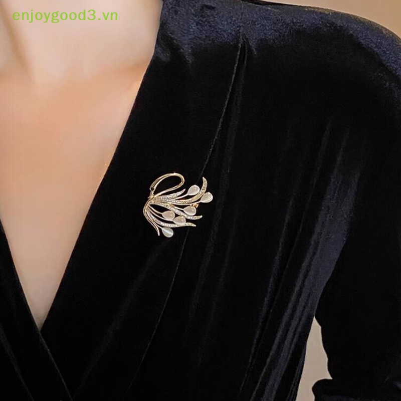 / / Trâm Cài Áo / / Trâm Cài Áo Hình Thiên Nga Đá Mắt Mèo Cá Tính Tinh Tế Chất Lượng Cao Phụ Kiện Trang Sức Cao Cấp