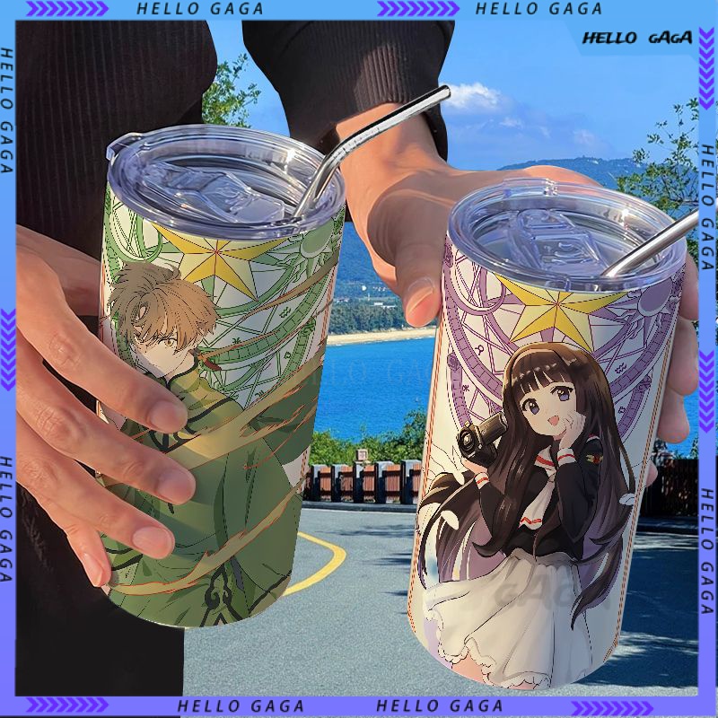 Bình Nước In Hình anime sakura Có Ống Hút Cầm Tay Cho Học Sinh