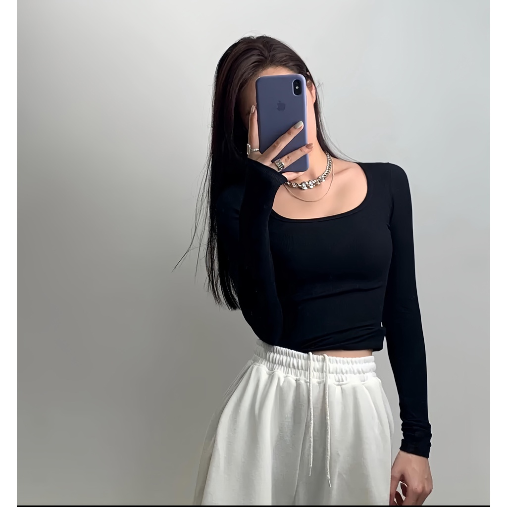 BASANA áo thun dài tay basic ôm body chất liệu co giãn A2210TCVDT