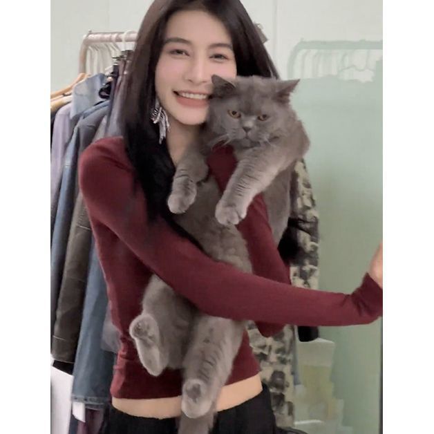 Áo Thun Nữ Tay Dài Cổ Chữ v Thời Trang Phong Cách