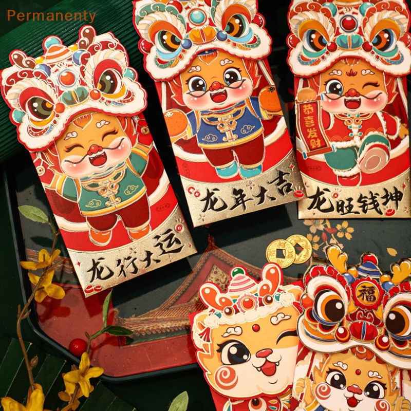 Set 4 Bao Lì Xì Năm Mới 2024 Màu Đỏ May Mắn