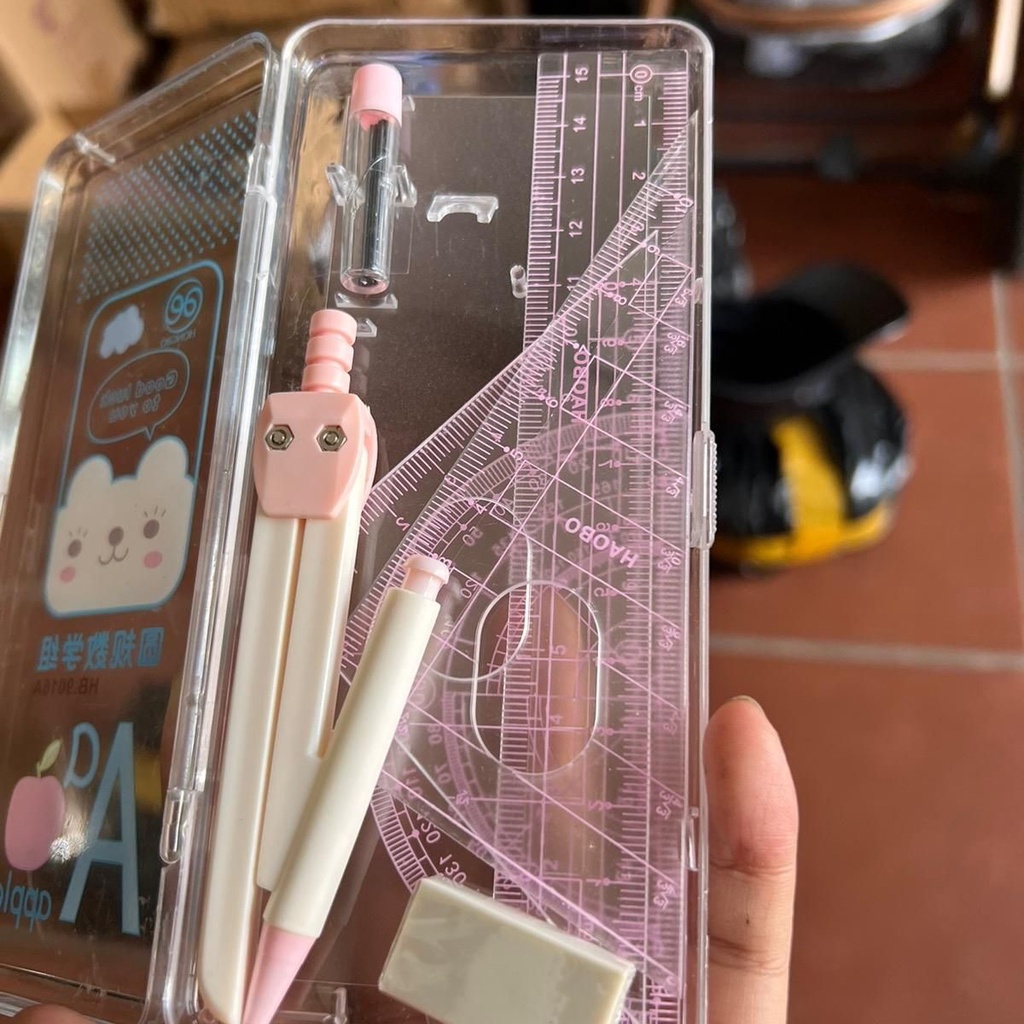Bộ thước kẻ, compa, eke, đo độ (thước bộ học sinh)