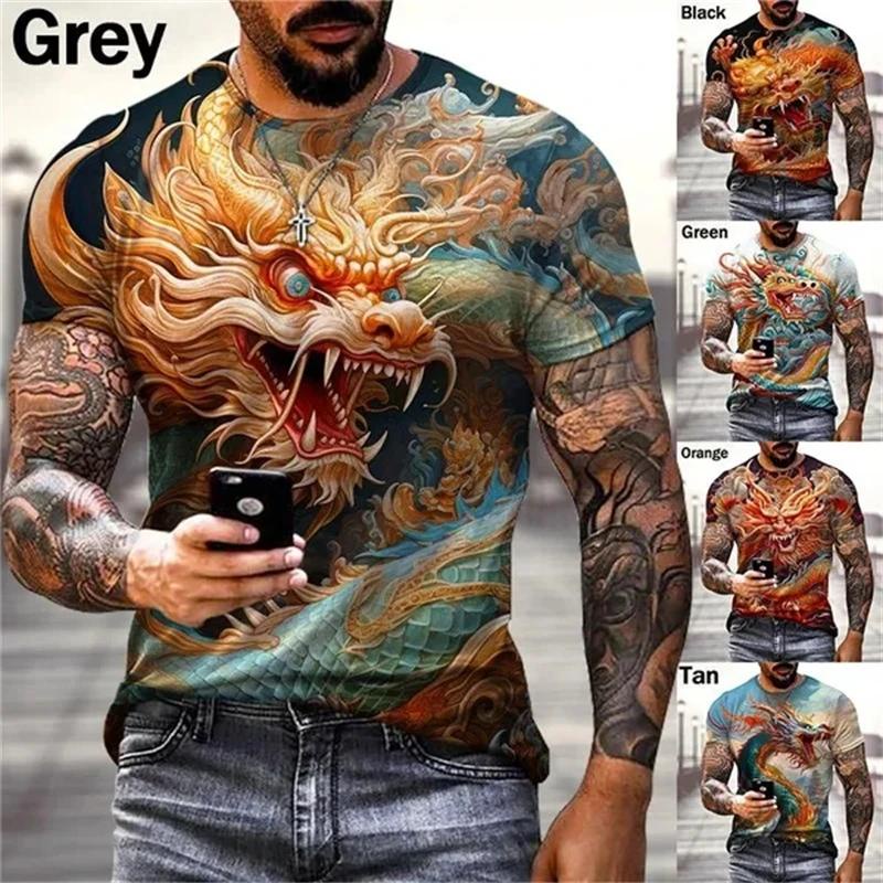 Áo Thun Tay Ngắn In Hình Rồng 3D Thời Trang Hip Hop Cho Nam