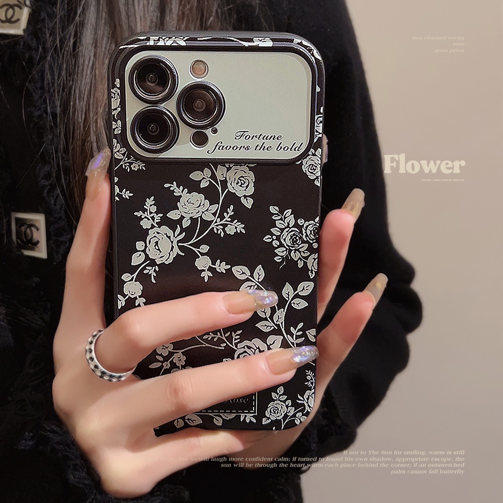 Đen Ốp Điện Thoại tpu Silicon Chống Rơi Họa Tiết Hoa Cho iphone 11 12 13 14 15 pro max plus x xr xs max 7 8 plus se2020