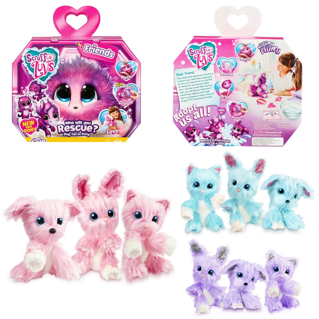 SCRUFF A LUVS SURPRISE BATH CAT/DOG/BUNNY CHILDREN PLUSH TOY GIFT ANIMAL MODELING TOY PLUSH DOLL BIRTHDAY GIFTS