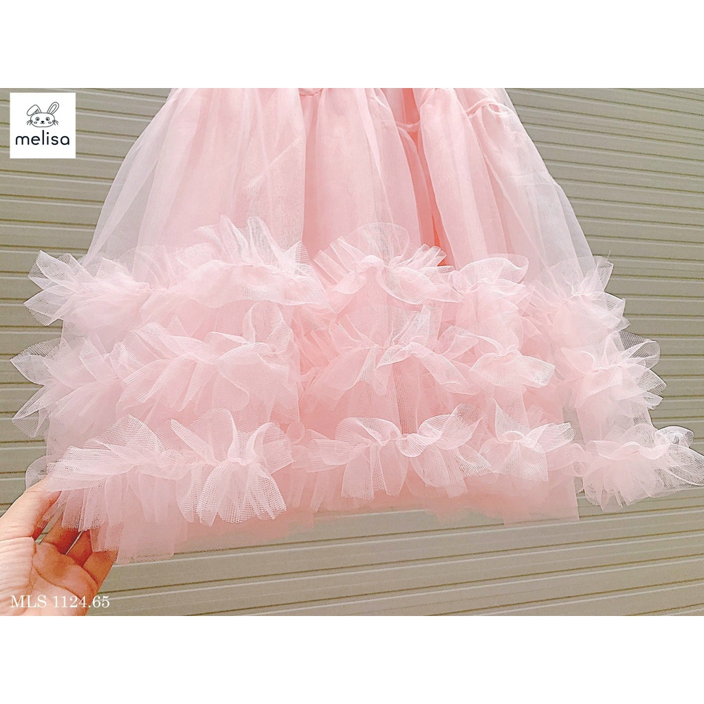 Váy voan 2 dây nơ ngực tùng xòe