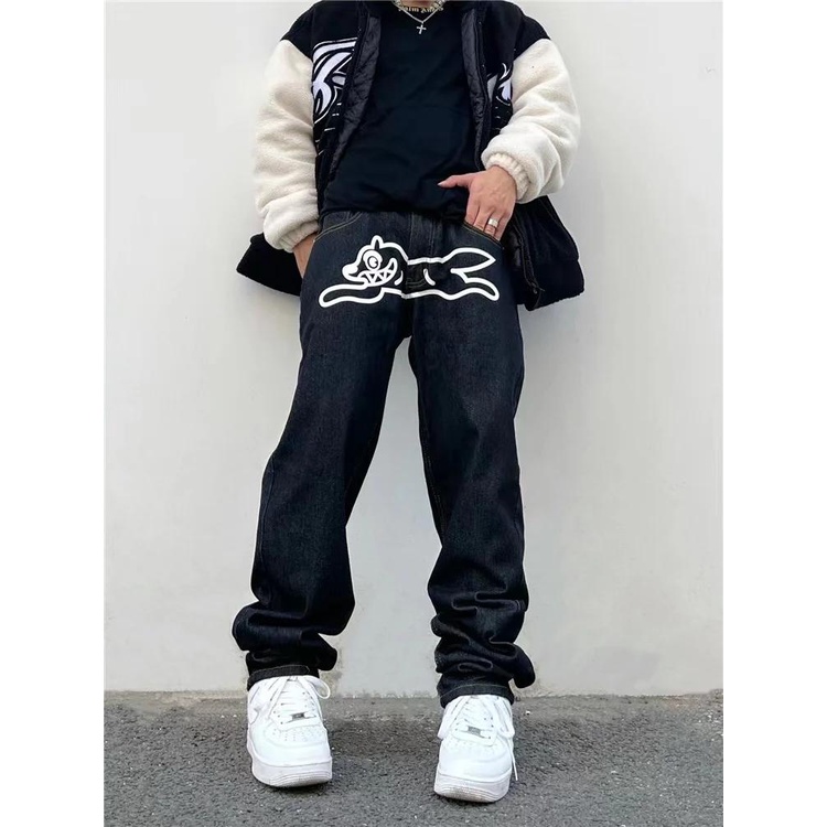 Quần baggy Jean hip hop In Hình Cún Roma Thời Trang Mới 2023 y2k