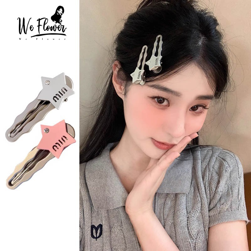 Kẹp Tóc Hình Ngôi Sao / Chữ we flower / Ngôi Sao Màu Hồng / Hồng Dễ Thương Phong Cách Hàn Quốc Thời Trang Cho Nữ