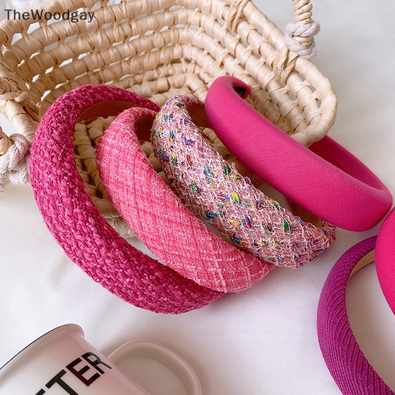 Thewoodgay Băng Đô Cài Tóc Bản Rộng Bằng Xốp Mỏng Màu Hồng Dòng Công Chúa Thời Trang Cho Nữ en