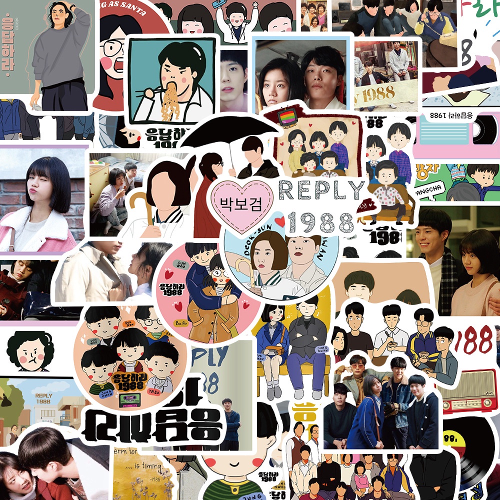 Bộ 50 Miếng Dán Trang Trí Mũ Bảo Hiểm / Bút Chì Chống Thấm Nước Họa Tiết graffiti Duraglossworld 1988 8