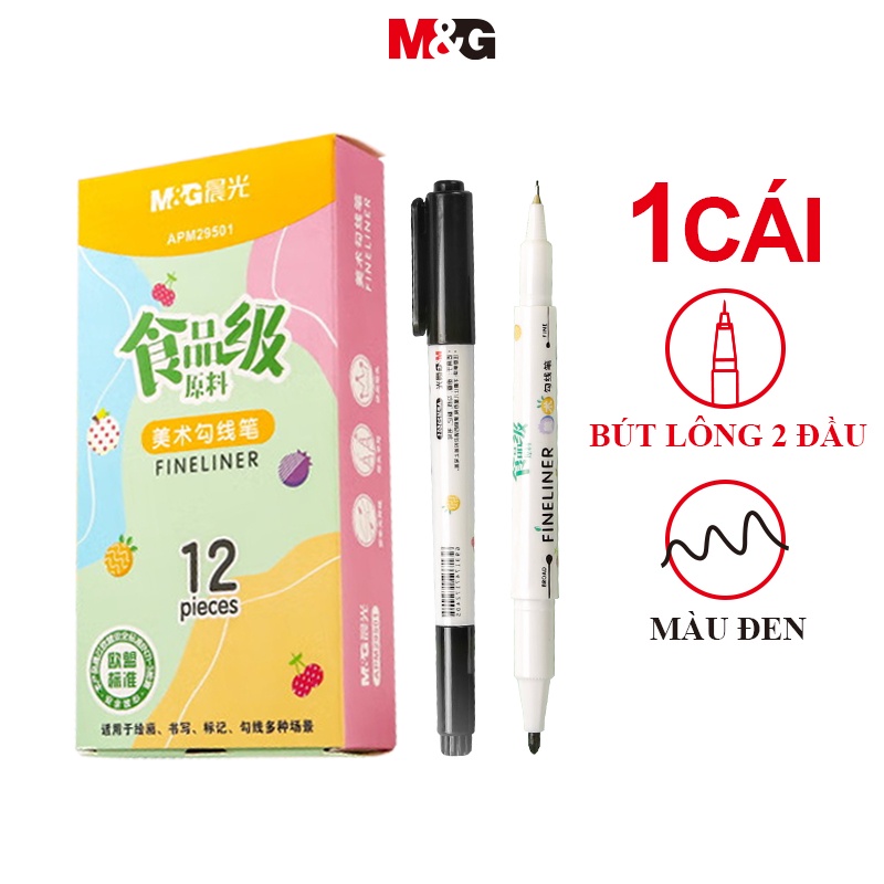 M&G bút lông viết  set Bảng Vẽ Nghệ Thuật Hai Đầu Màu Đen Vẽ Đường Viền Thực Phẩm Cấp Thực Phẩm diy Cho Học Sinh 1 Cái