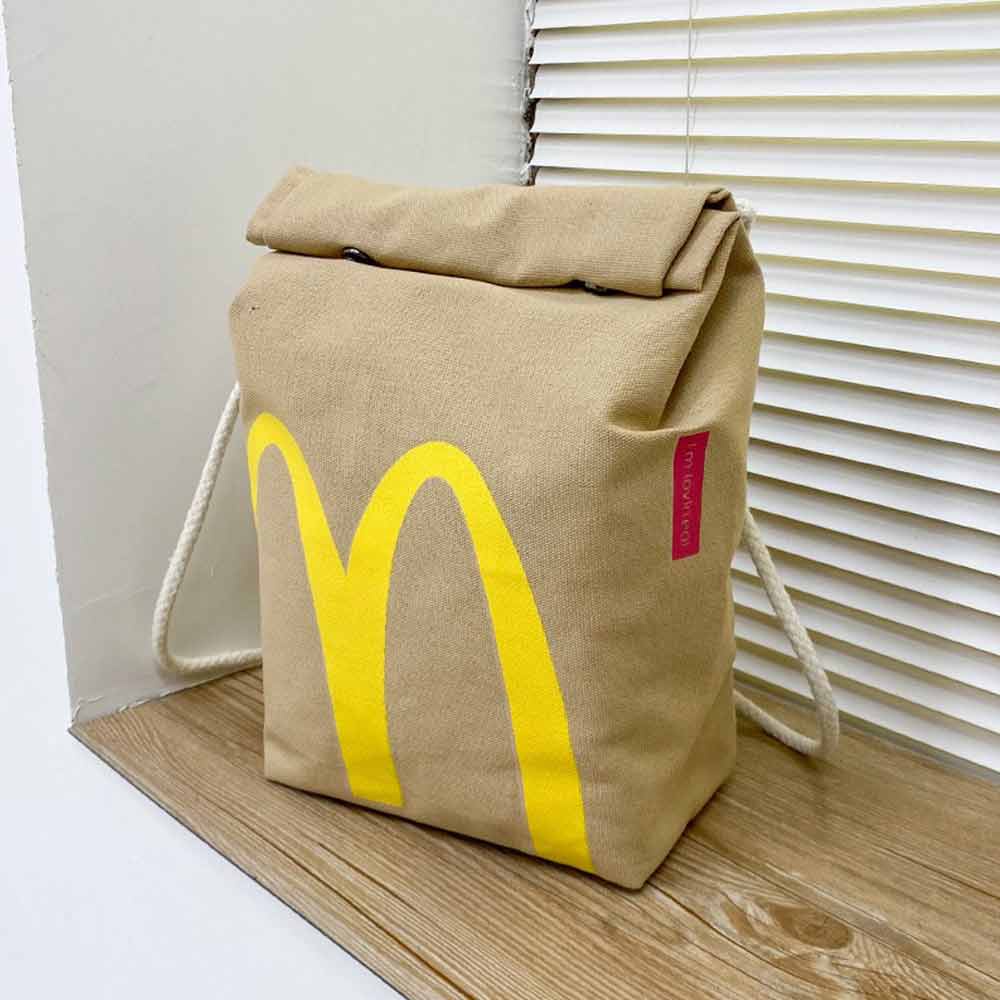 Mcdonald's School Bag Paper Backpack Female Large-Capacity College Students Class Leisure Little Red Book Sa