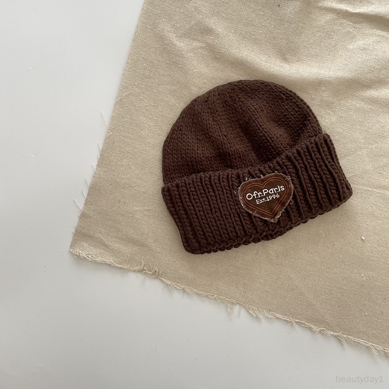 Mũ Dệt Kim Co Giãn Ghép Nối Tai Trái Tim Ấm Áp Dễ Thương Có Thể Gập Lại Cho Bé Trai Và Bé Gái