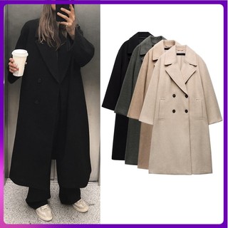 Zara áo khoác len dài tay dáng rộng thời trang mùa thu đông ấm áp3046269 3046271