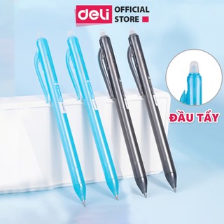 Bút Bi Xoá Được Gel Bấm Văn Phòng Deli Ngòi 0.5mm Học Sinh Bút Mực Xóa Được Mực Đều Nét Chữ Đẹp