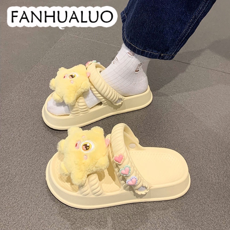 FANHUALUO dép đi trong nhà Dép Lê Thời Trang Đơn Giản Cho Nữ dép bánh mì Chống trượt Thoải mái Thoáng khí 31z072106
