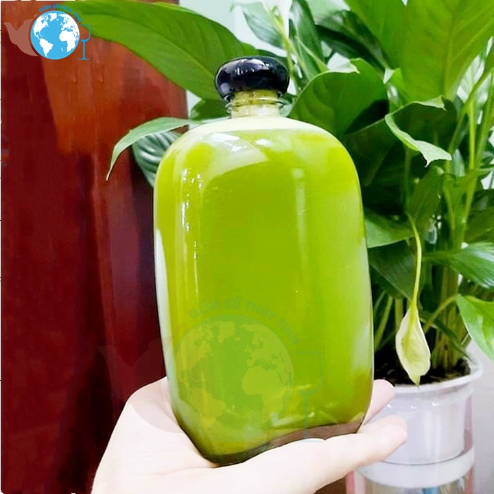 Chai DẸP BẦU NẮP NHỰA 350ml, chai thuỷ tinh dẹp bầu 350ml đựng cafe, chai đựng mật ong, nước ép