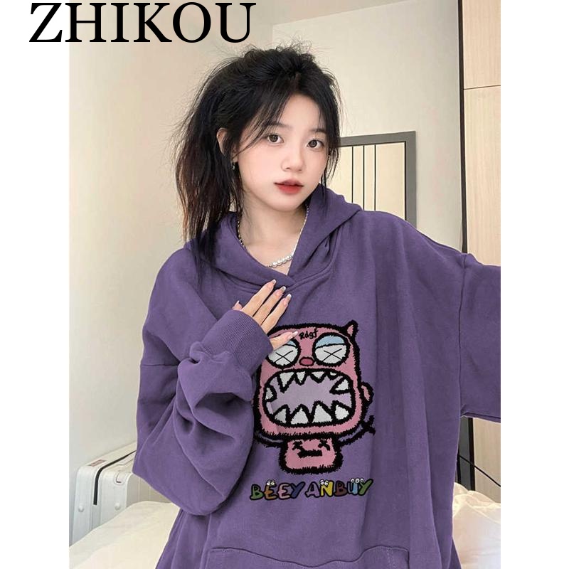 ZHIKOU Áo Khoác hoodie áo khoác nữ zip hoodie unique casual Popular Chất lượng cao WWY24101WS 1Z240103