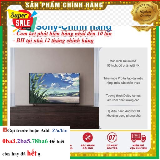 Hãng&gt; Smart Tivi Sony 55 Inch 4K UHD KD-55X8000H &lt; Chính hãng BH:24 tháng tại nhà toàn quốc &gt; - Mới 100%