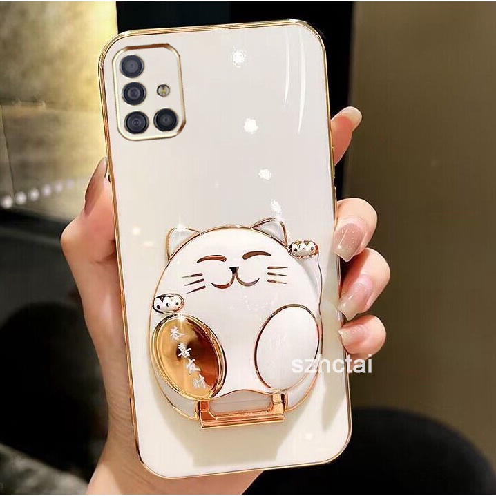 Ốp Lưng Điện Thoại samsung a51 a71 Ốp Lưng Điện Thoại Có Giá Đỡ Mèo May Mắn Gong Xi Fa Cai samsung a