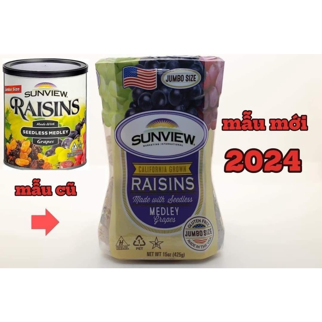 Nho Khô Mỹ Sunview Raisins 425g (MẪU MỚI)