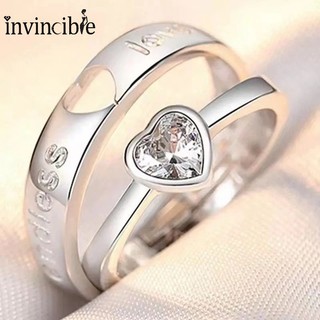 Nhẫn cặp mạ bạc đính đá hình trái tim lãng mạn