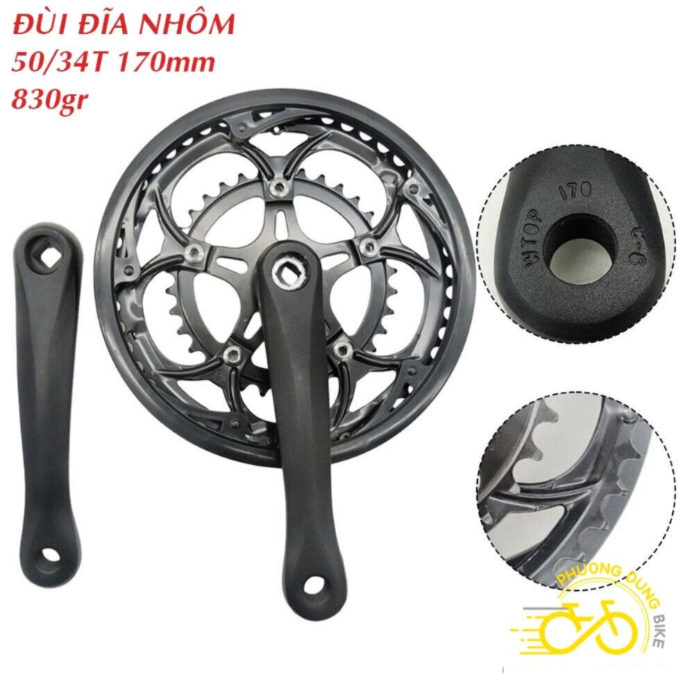 Đùi dĩa (Giò dĩa) nhôm xe đạp 34-50T (Nhựa chắn xích)