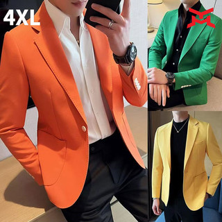  Bộ vest nam nhỏ gọn phong cách Hàn Quốc màu sắc đơn giản áo công sở mùa xuân và mùa thu 4XL 100kg 