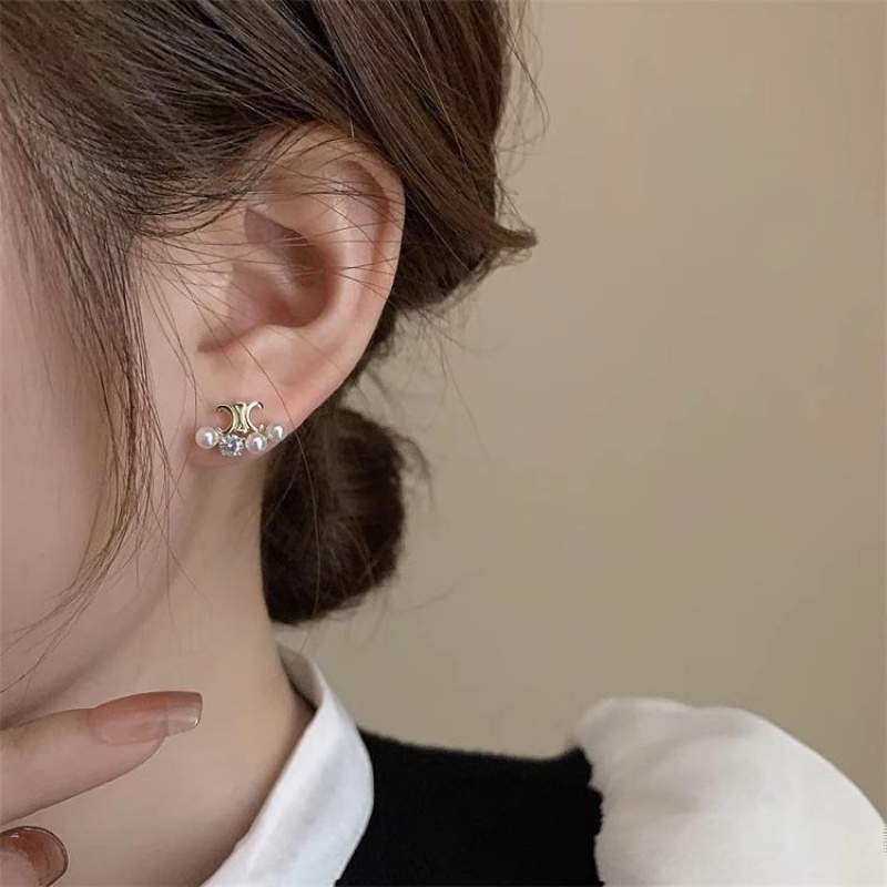 Bông Tai Kim Loại Đính Ngọc Trai Nhân Tạo Thời Trang Dành Cho Nữ