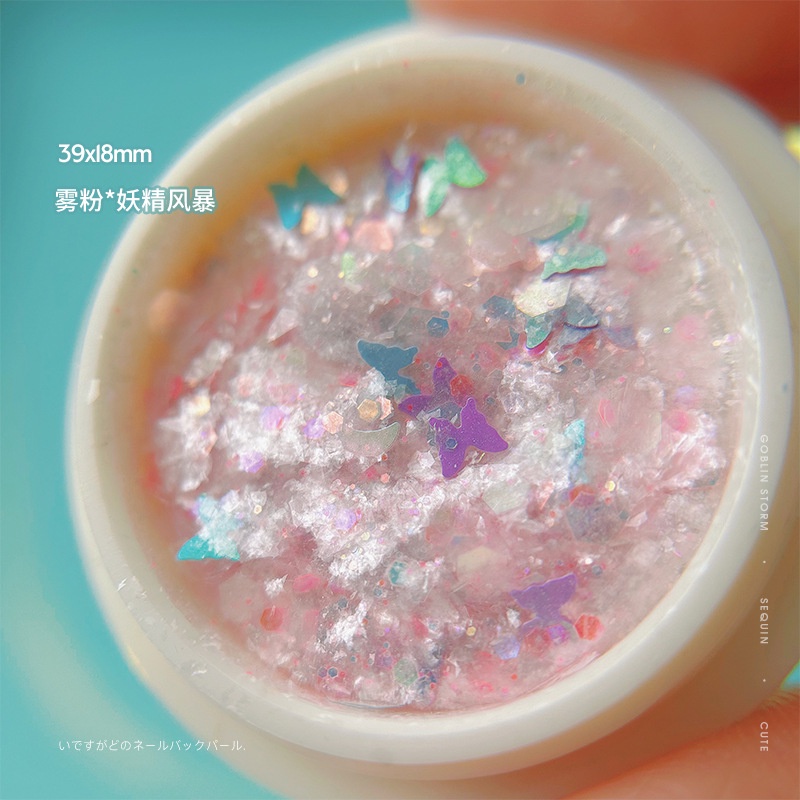 Sequin Trang Trí Móng Tay Hình Bướm Hồng Lấp Lánh Siêu Mỏng