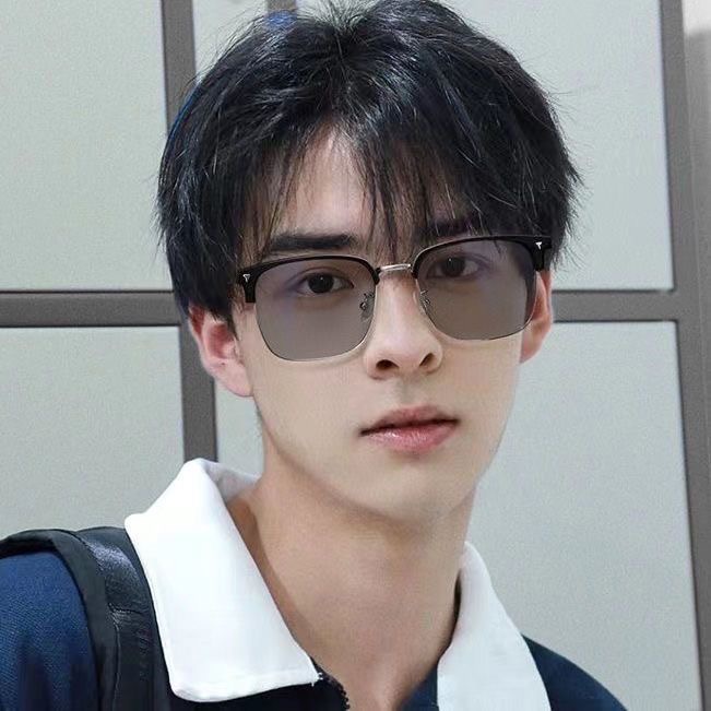 Kính đổi màu +kính cận có độ  Kính Chống Tia Sáng Xanh Nửa Gọng Vuông Đổi Màu Phong Cách Doanh Nhân Cổ Điển Thời Trang Cho Nam