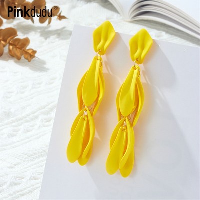 Pinkdudu Khuyên Tai Hình Cánh Hoa Tua Rua Thanh Mảnh 6 Màu Thời Trang Khuyên Tai Hình Hoa Sang Trọng Nhẹ Ngọt Ngào Sáng Tạo Cho Nữ Trang Sức PD1548