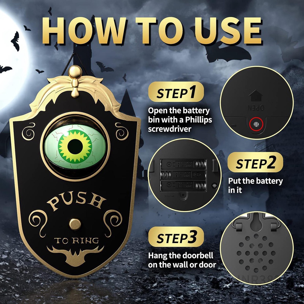 HALLOWEEN ONE EYED DOORBELL HAUNTED DECORATION HORROR PROPS GLOWING HANGING PIECE DOOR HANGING DOORBELL EYEBALL BELL DECOR