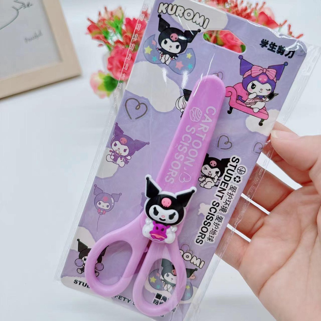 Sanrio Kéo Cắt Giấy Thủ Công Bằng Silicon Họa Tiết Hoạt Hình kuromi melody xiaobai Dễ Thương Cho Bé diy