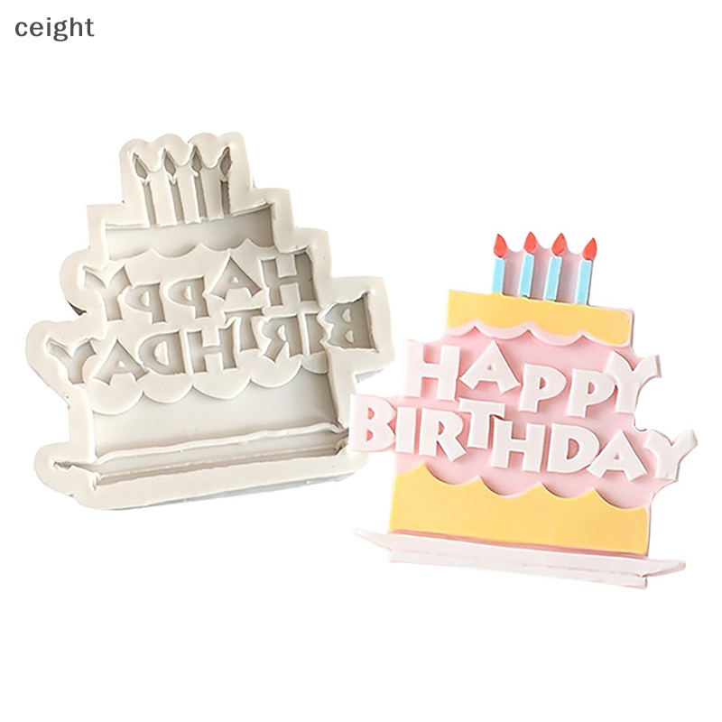 Khuôn Silicon Làm Bánh Kem / Kẹo / Sô Cô La Hình Chữ happy birthday Độc Đáo diy
