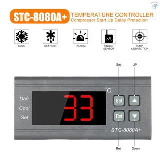 Digital Temperature Controller STC-8080A+ Refrigerator Thermostat for Refrigerator Automatic Defrosting with NTC Sensor Probe 220V