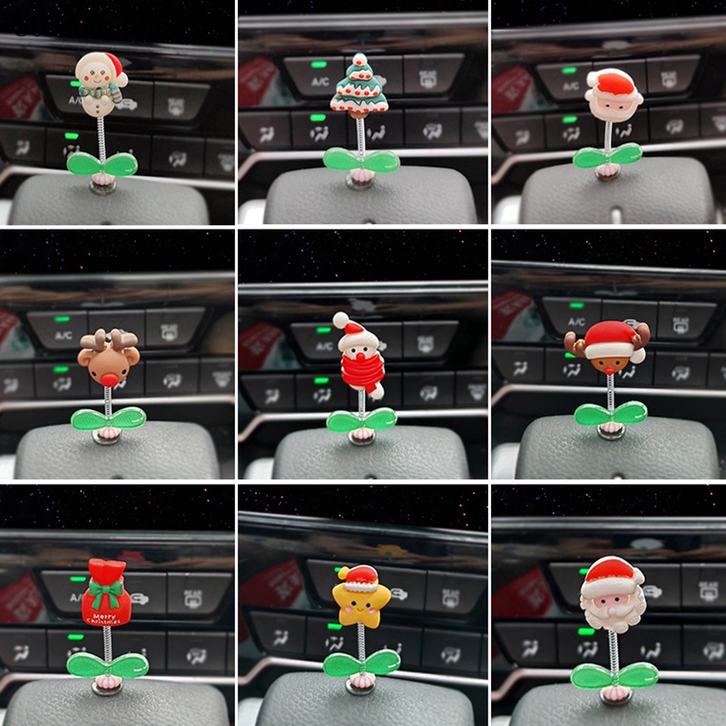 Staedsu Phụ Kiện Trang Trí Bảng Điều Khiển Trung Tâm Xe Hơi Hình Ông Già Noel Nai Sừng Tấm Lắc Lư Xinh Xắn hhno