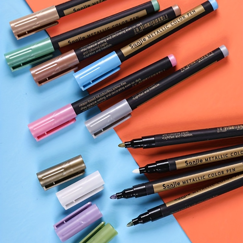 Bộ 10 Bút Lông Đánh Dấu Kim Loại Hoàn Hảo Cho Vẽ Đá, Thẻ Giấy Đen, Sổ Lưu Niệm & Nhiều Hơn!