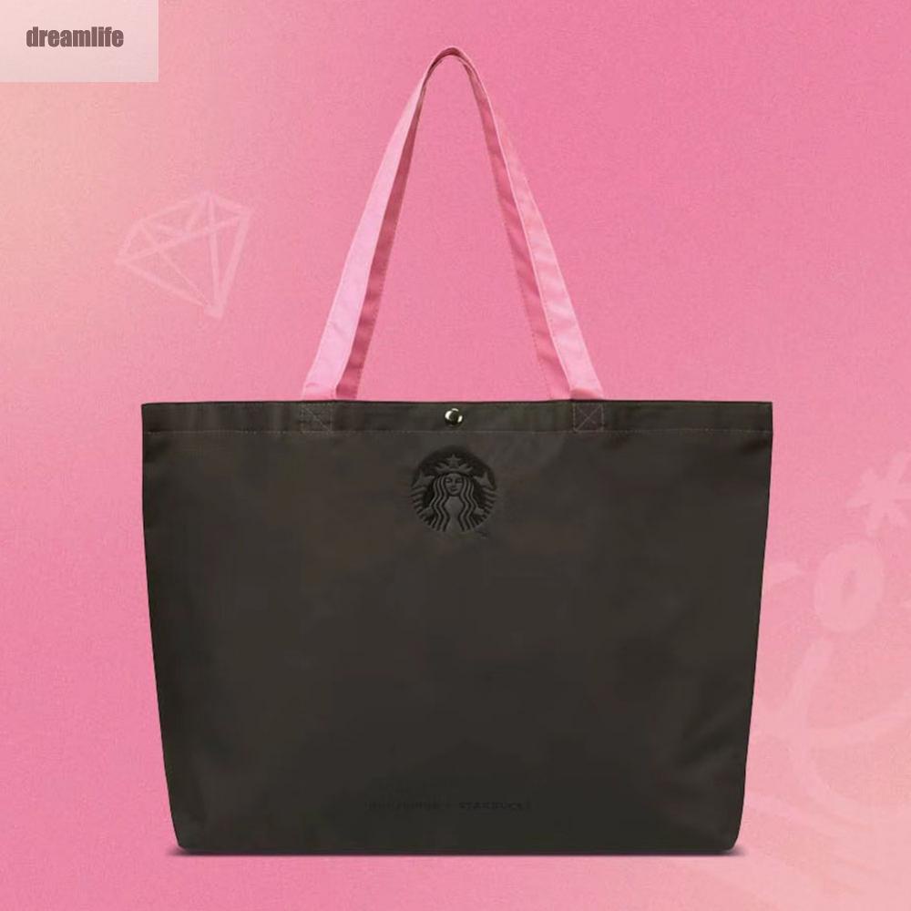 Túi Đeo Vai Bằng nylon Bền Và Thiết Thực Với starbucks Và blackpink Thêu
