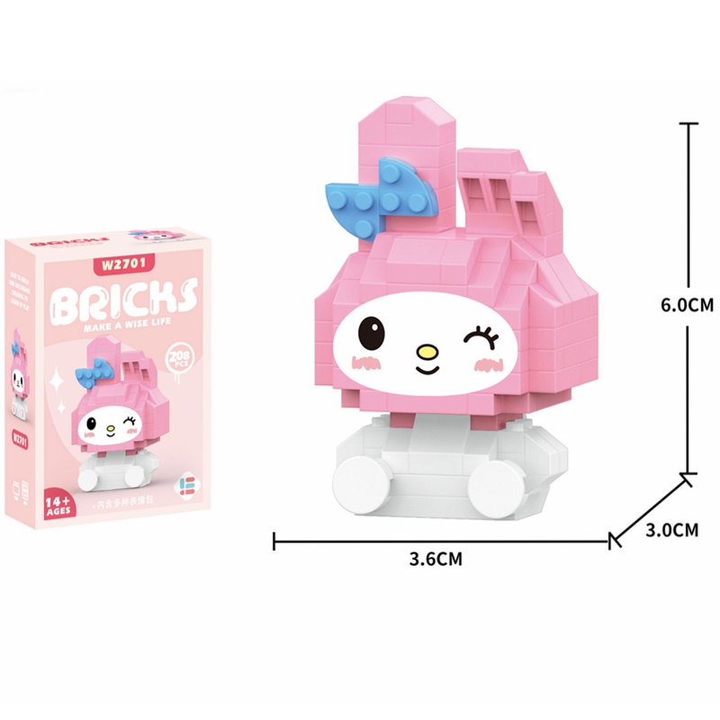 SANRIO Kawaii Bộ Đồ Chơi Lắp Ráp kuromi my melody Cinnamoroll mini