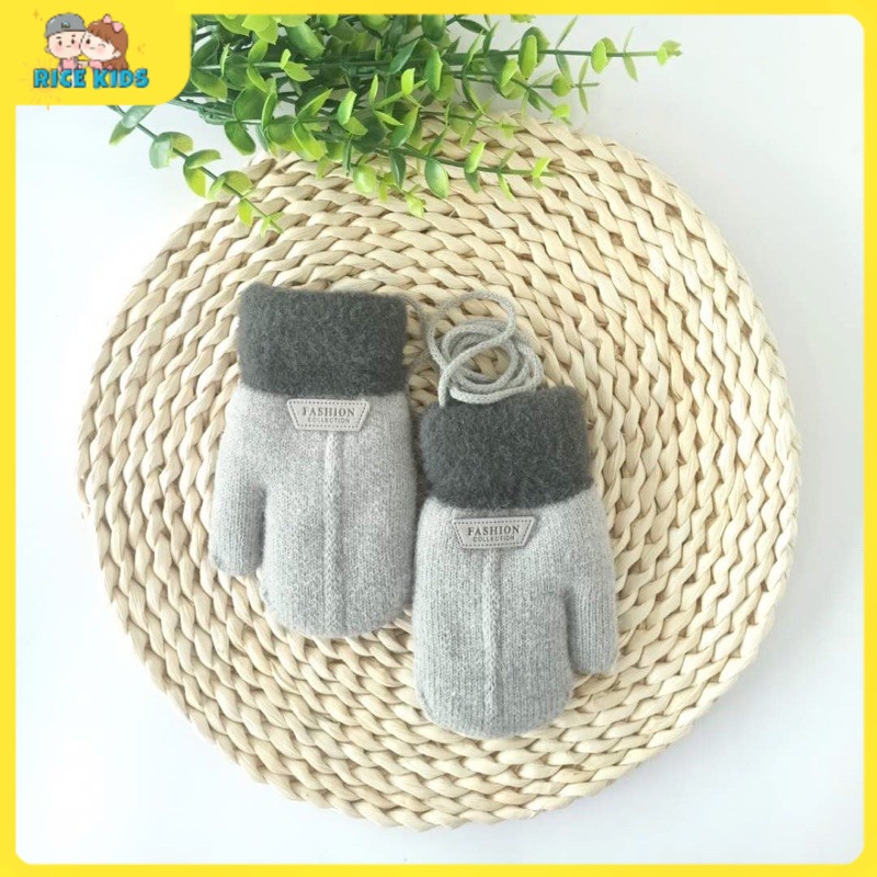 Găng tay len lót lông dành cho bé trai bé gái mùa đông 2-4 tuổi và 4-12 tuổi Găng tay len mùa đông cho bé