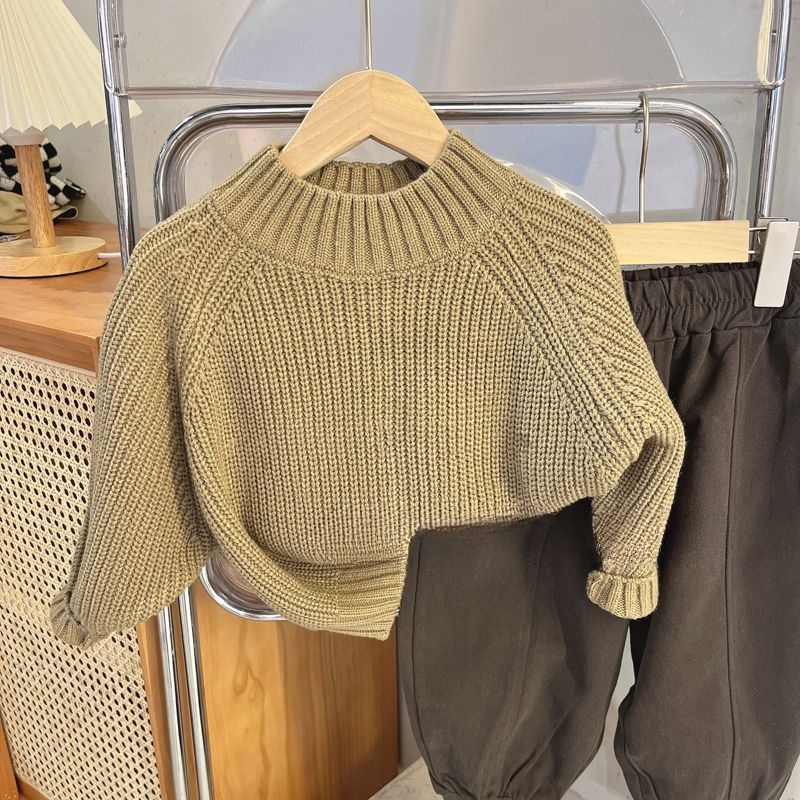 ❤Áo Dệt Kim Tay Dài Màu Trơn Phong Cách Hàn Quốc Thời Trang Mùa Thu Xinh Xắn Cho Bé Trai Và Gái