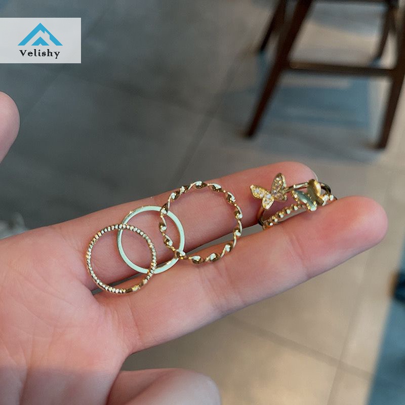 Bộ 4 Nhẫn Đeo Tay Phong Cách bohemian Thời Trang Cho Nữ
