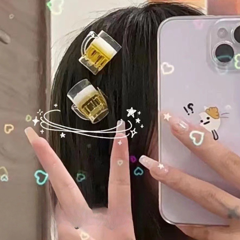Kẹp Tóc Hình Chai Bia Giả Bằng Nhựa mini Dễ Thương Cho Nữ y2k