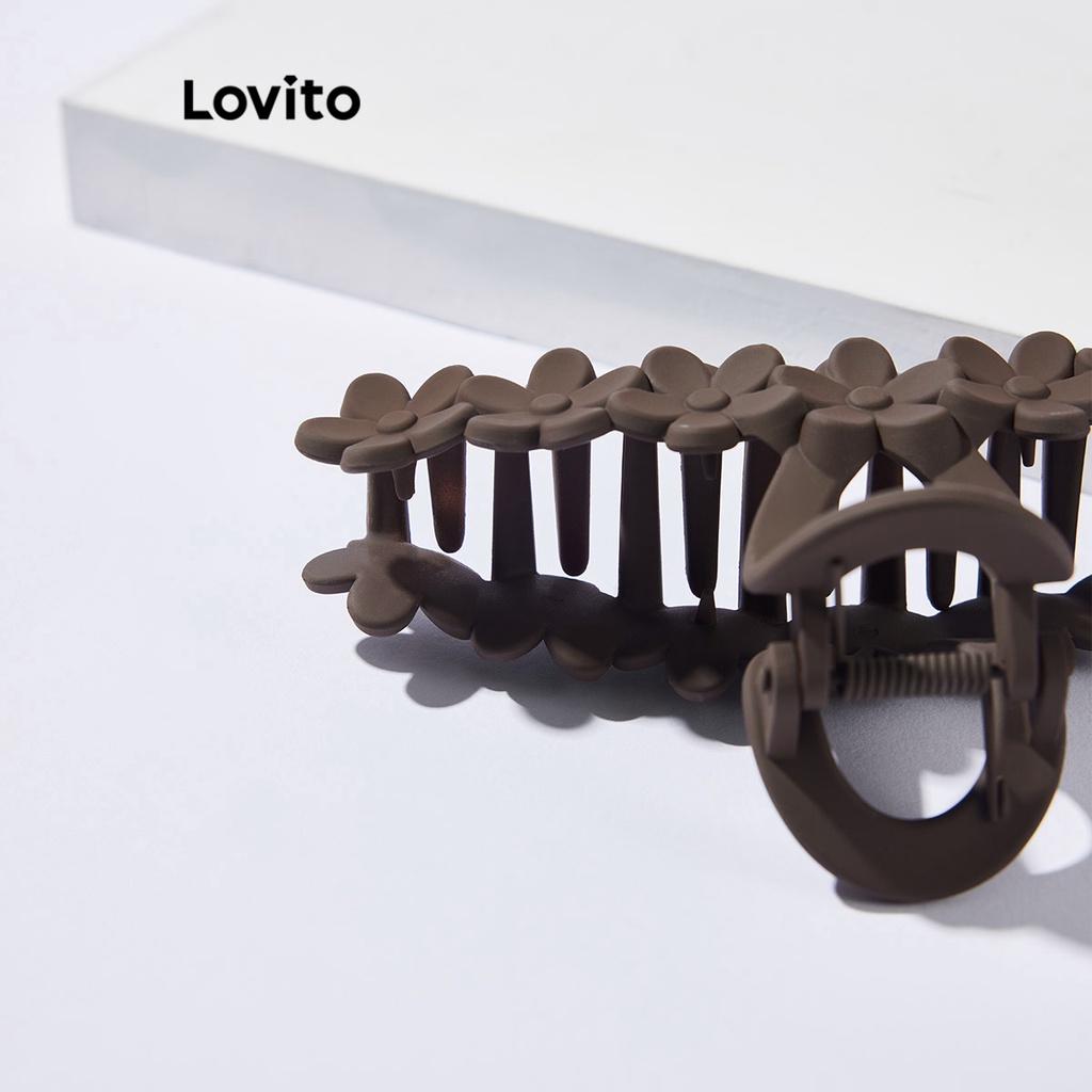 Kẹp tóc Lovito hình hoa màu trơn thường ngày cho nữ L63AD187