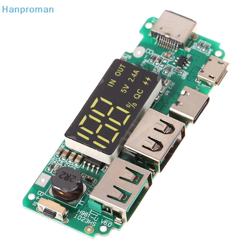 Hanproman Mô Đun Sạc usb Kép 5v 2.4a micro / type-c usb 18650 Có Đèn led diy Cho Điện Thoại