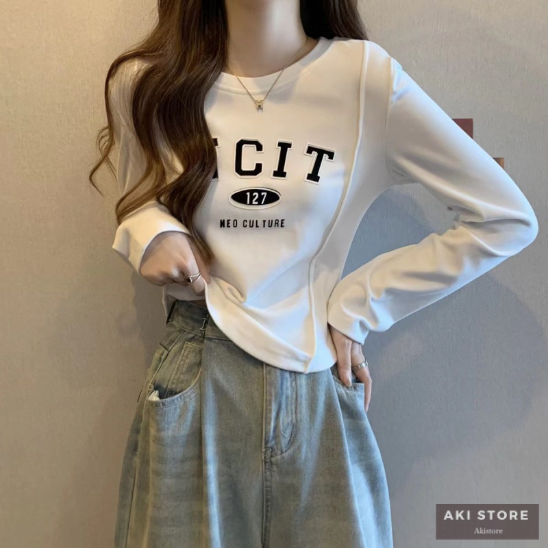 Áo Thun Dài Tay In Chữ Phong Cách Trẻ Trung Cá Tính Dành Cho Nữ