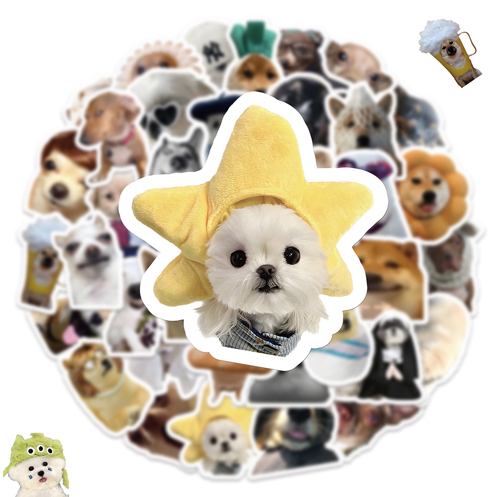 Set 58 sticker nhãn dán chó con dễ thương Trang trí máy tính xách tay điện thoại di động vỏ nước cốc nước phim hoạt hình không thấm nước nhãn dán